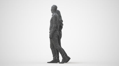 realistic 3D human woman casual couple, archviz people FBX OBJ for Blender, square thumbnail