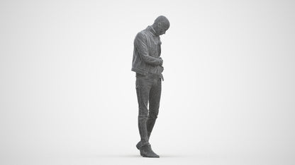 3D scanned man walking casual, photorealistic archviz people for Enscape and SketchUp, three-quarter front view render
