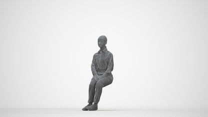 realistic 3D human girl kids, archviz people FBX OBJ for Blender, wireframe back view