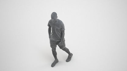 3D people model man casual walking, scanned human for 3ds Max rendering, wireframe three-quarter view