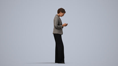realistic 3D woman business, scanned archviz people for Blender and 3ds Max, side view render