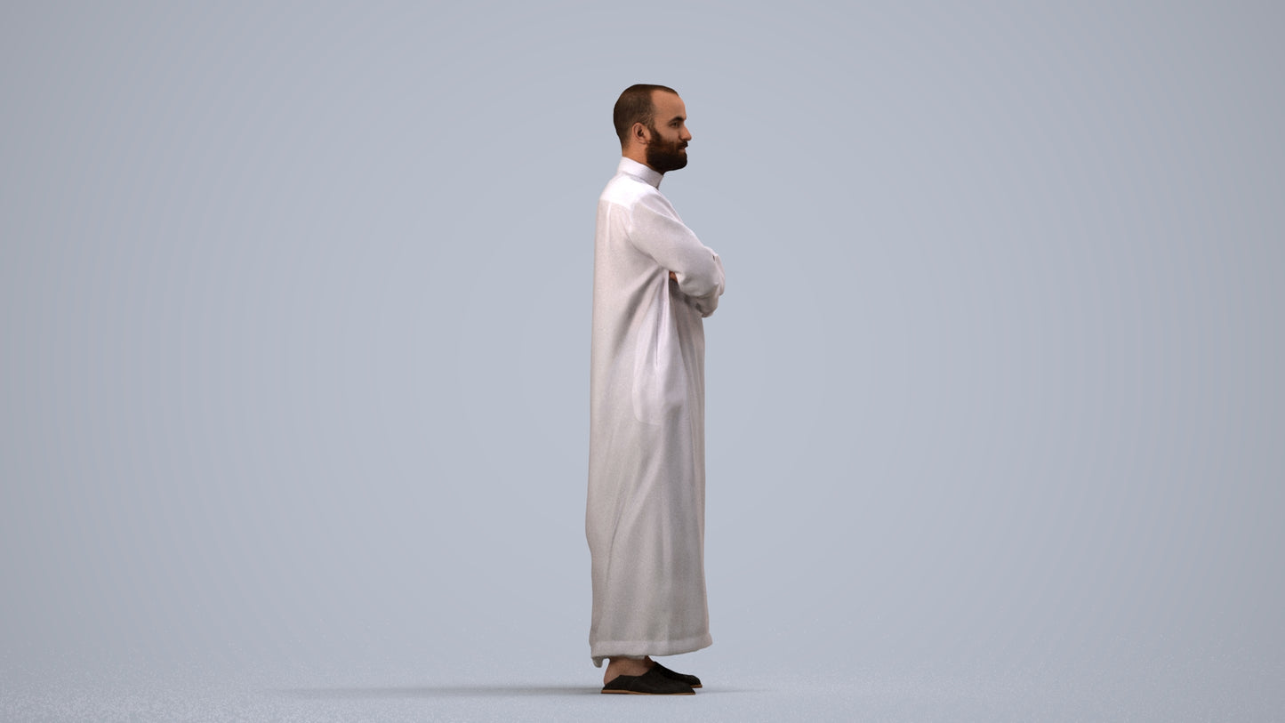 realistic 3D human man standing, archviz people FBX OBJ for Blender, side view render