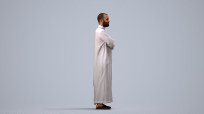 realistic 3D human man standing, archviz people FBX OBJ for Blender, side view render