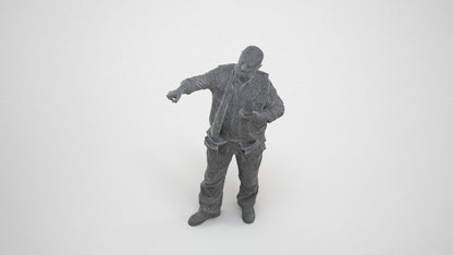 realistic 3D senior man standing, scanned archviz people for Blender and 3ds Max, wireframe three-quarter view