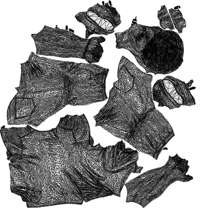 realistic 3D man casual cycling, scanned archviz people for Blender and 3ds Max, wireframe top-down view