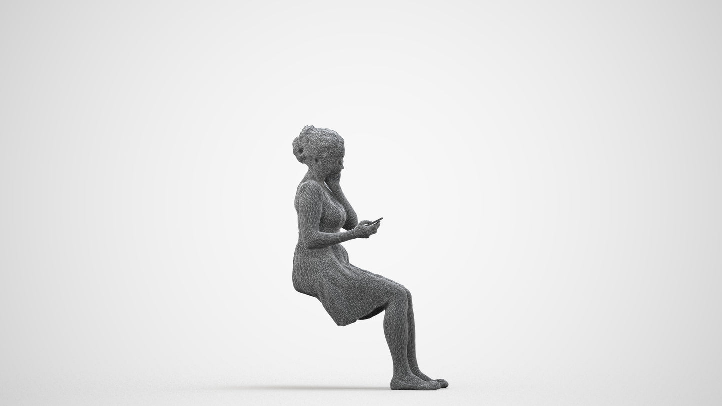 realistic 3D human woman formal formalaffairs, archviz people FBX OBJ for Blender, wireframe side view