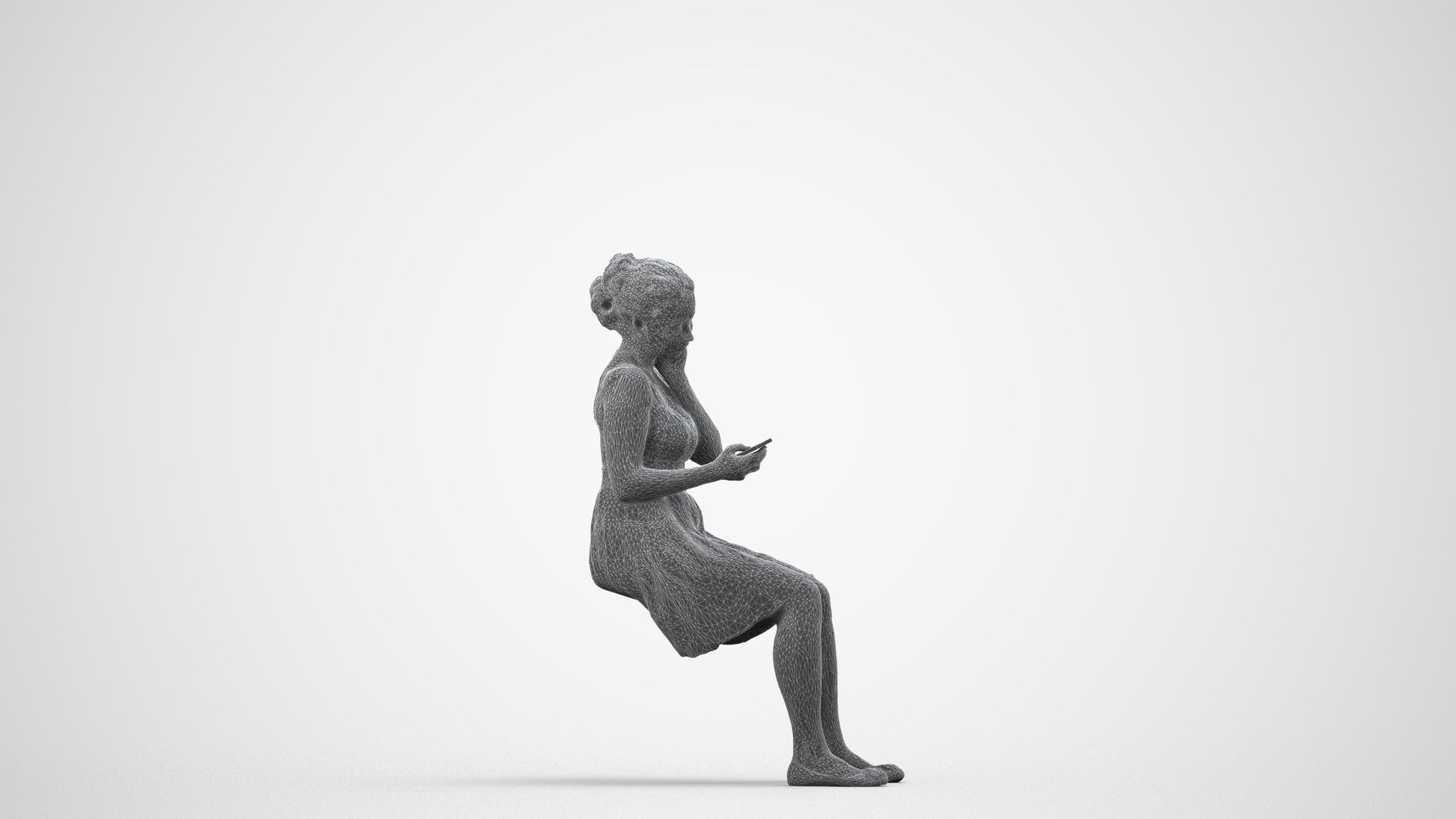 realistic 3D human woman formal formalaffairs, archviz people FBX OBJ for Blender, wireframe side view