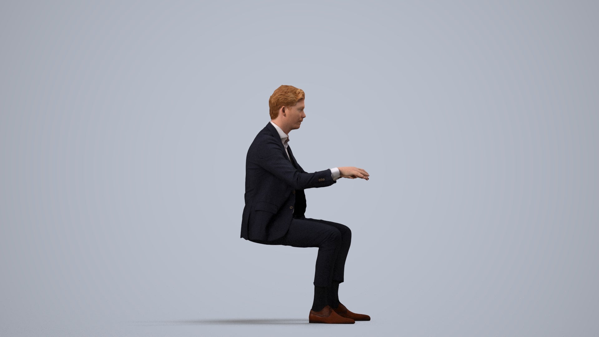 photogrammetry 3D man business, realistic human model archviz FBX, side view render