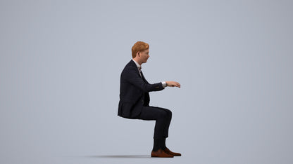 photogrammetry 3D man business, realistic human model archviz FBX, side view render