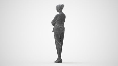realistic 3D woman casual standing, scanned archviz people for Blender and 3ds Max, square thumbnail
