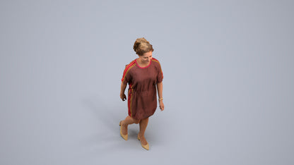 3D people model woman casual walking, scanned human for 3ds Max rendering, back view render