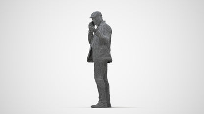 3D human model man casual standing, photogrammetry scanned person for archviz, wireframe back view