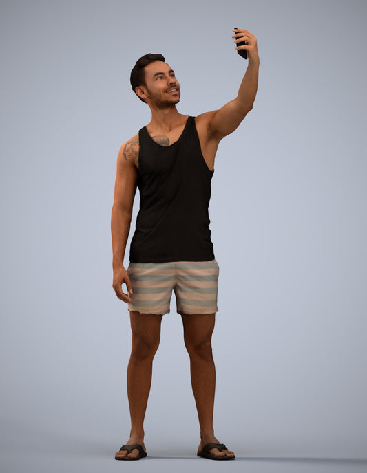 photogrammetry 3D man casual standing, realistic human model archviz FBX
