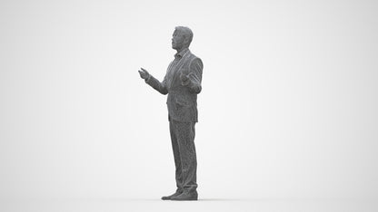 realistic 3D man business, scanned archviz people for Blender and 3ds Max, wireframe back view