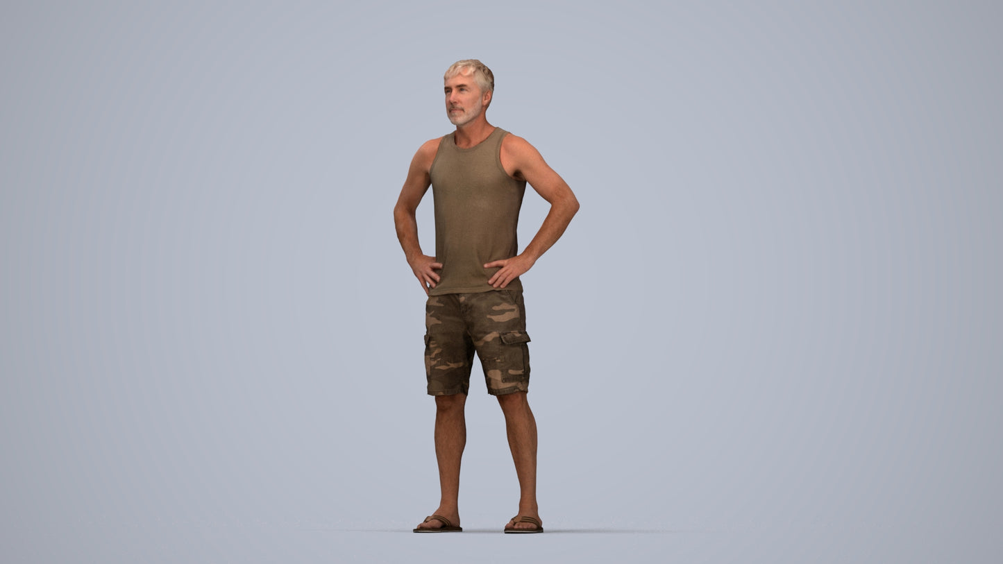 realistic 3D human man casual standing, archviz people FBX OBJ for Blender, top-down view render