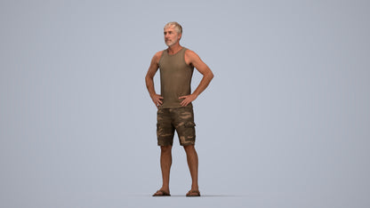 realistic 3D human man casual standing, archviz people FBX OBJ for Blender, top-down view render