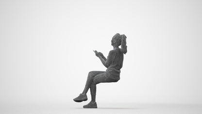 photogrammetry 3D woman casual sitting, realistic human model archviz FBX, square thumbnail