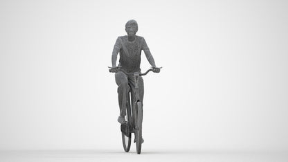scanned 3D woman casual cycling, photogrammetry people for Enscape and V-Ray, wireframe back view