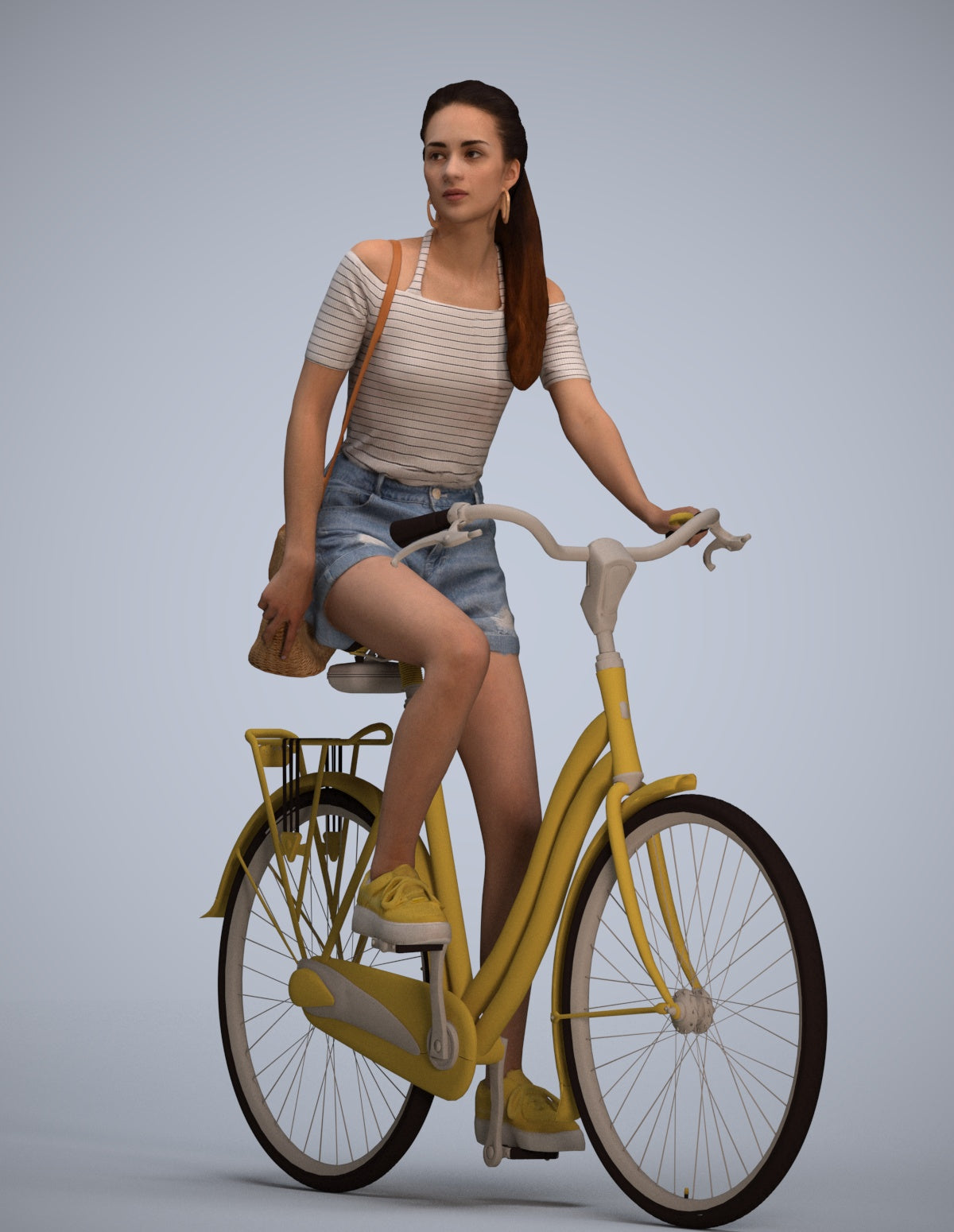 3D people model woman casual cycling, scanned human for 3ds Max rendering