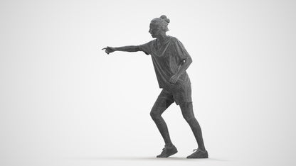 scanned 3D woman sport, photogrammetry people for Enscape and V-Ray, wireframe front view