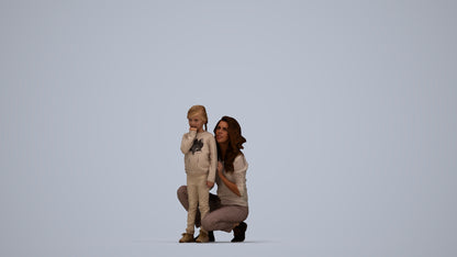 realistic 3D human girl casual kids, archviz people FBX OBJ for Blender, top-down view render