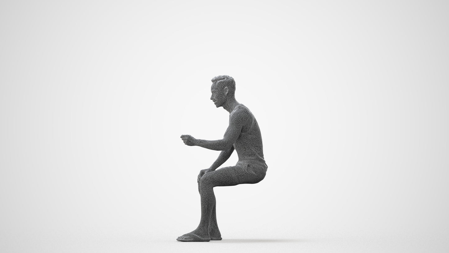 realistic 3D people man casual sitting, render-ready for V-Ray and Corona, FBX OBJ, square thumbnail