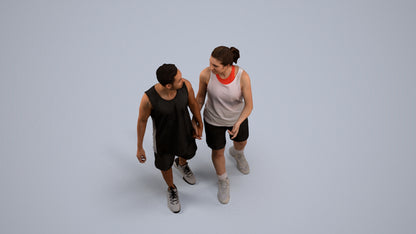 3D human model woman sport, photogrammetry scanned person for archviz, back view render