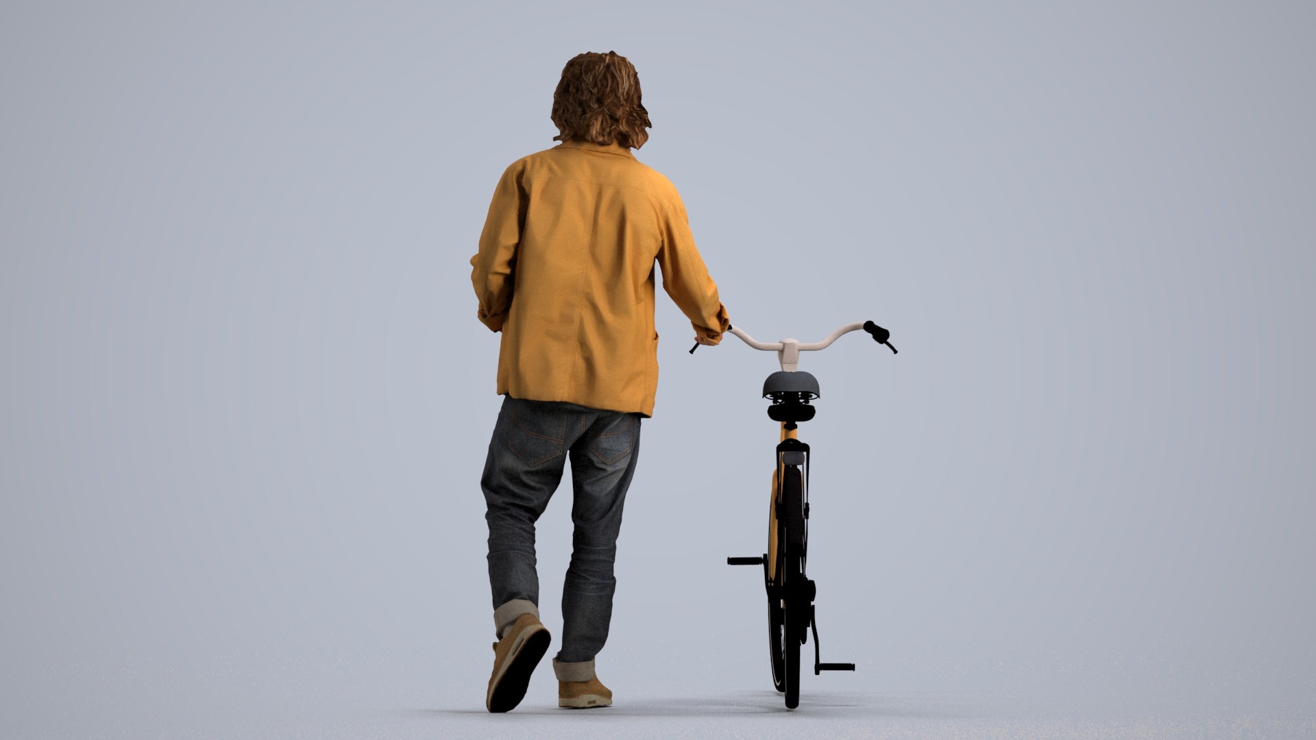 realistic 3D people man casual cycling, render-ready for V-Ray and Corona, FBX OBJ, front view render
