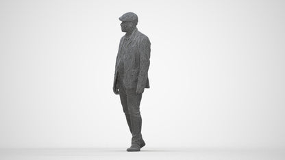 photogrammetry 3D man casual walking, realistic human model archviz FBX, wireframe back view