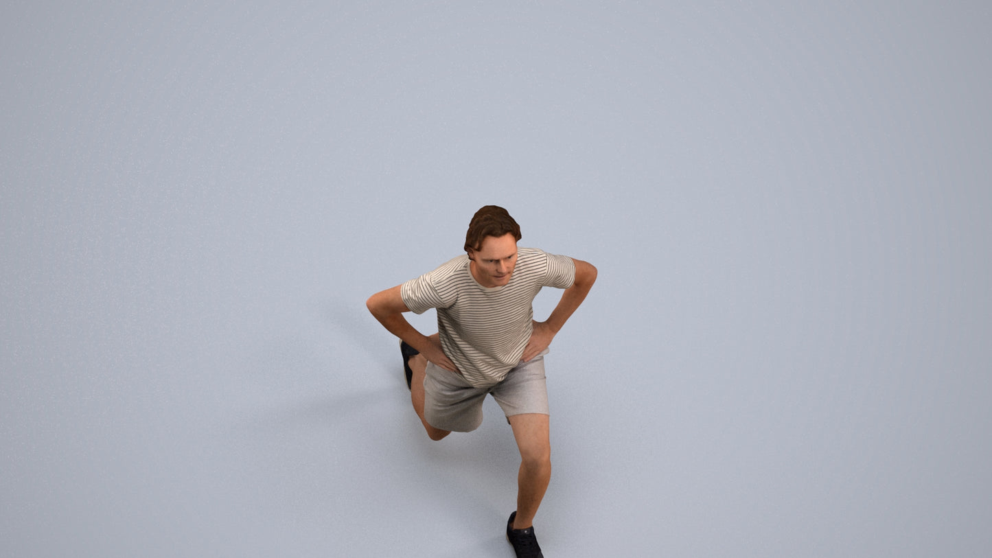 3D people model man sport, scanned human for 3ds Max rendering, back view render