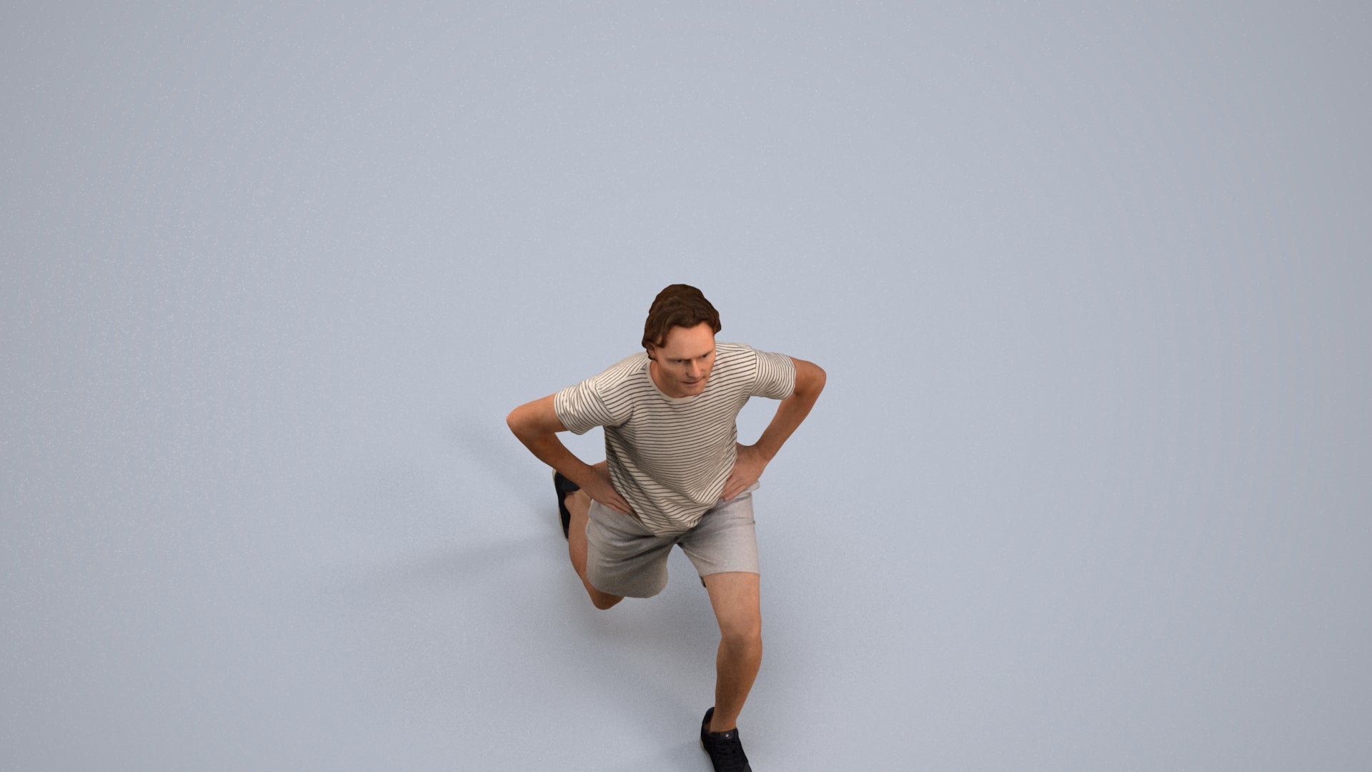 3D people model man sport, scanned human for 3ds Max rendering, back view render