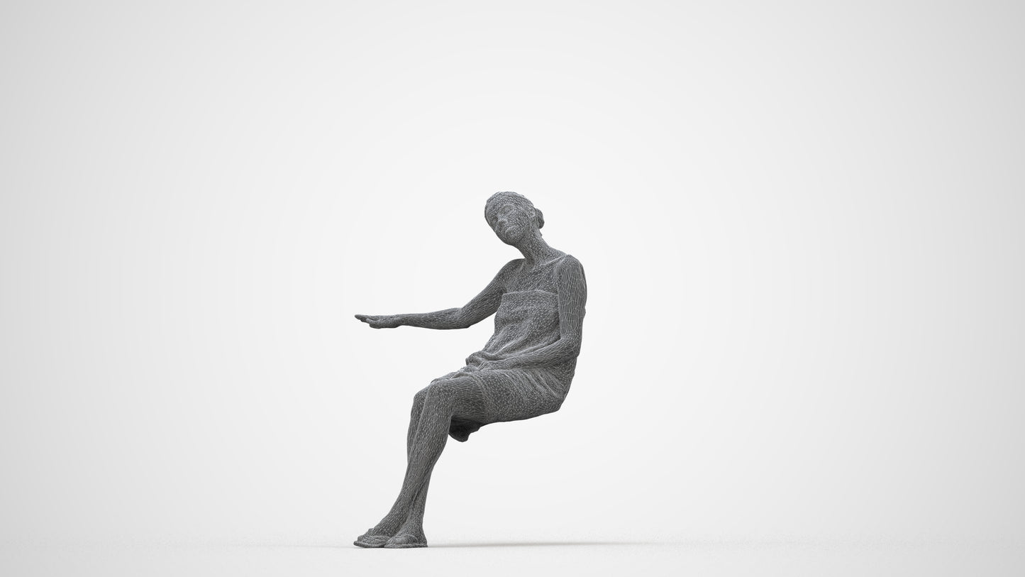photogrammetry 3D woman casual bathroom, realistic human model archviz FBX, wireframe back view