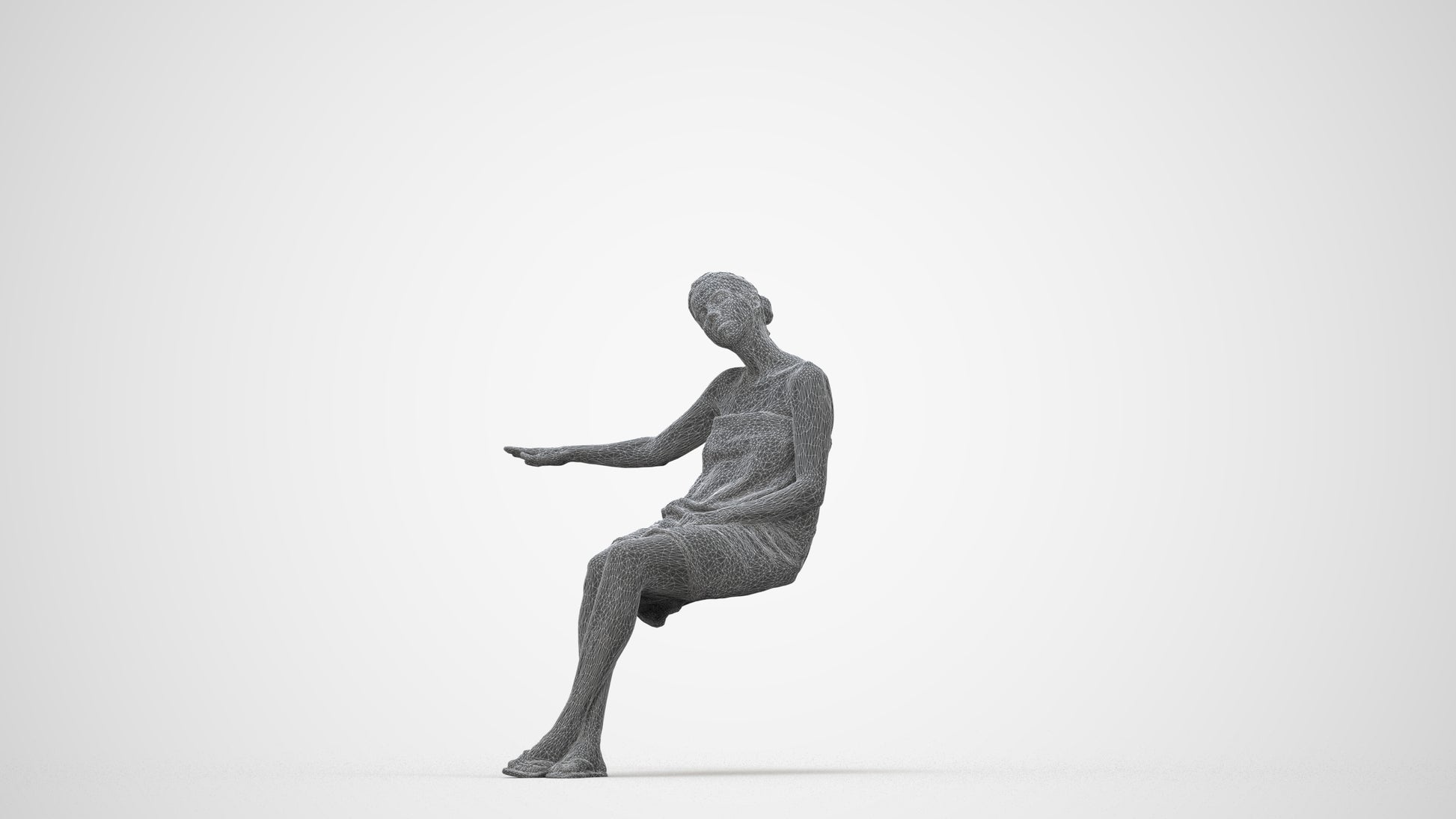 photogrammetry 3D woman casual bathroom, realistic human model archviz FBX, wireframe back view