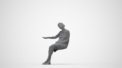 photogrammetry 3D woman casual bathroom, realistic human model archviz FBX, wireframe back view