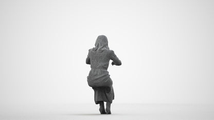 scanned 3D woman casual business, photogrammetry people for Enscape and V-Ray, wireframe side view