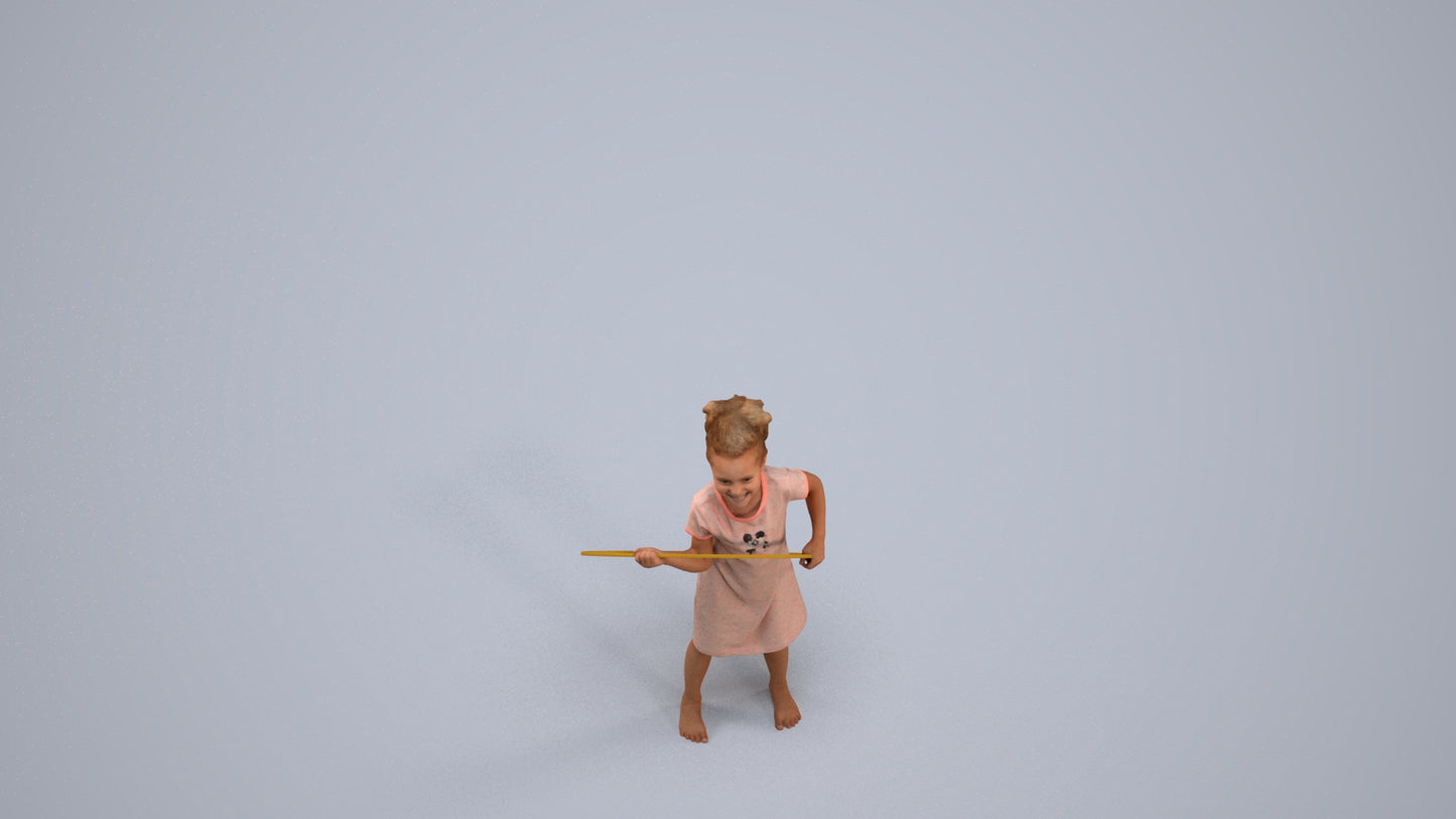 realistic 3D people girl casual kids, render-ready for V-Ray and Corona, FBX OBJ, back view render