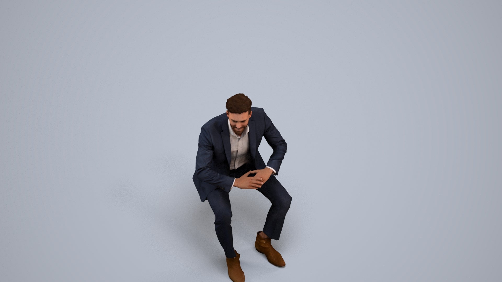scanned 3D man business, photogrammetry people for Enscape and V-Ray, back view render
