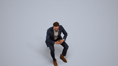 scanned 3D man business, photogrammetry people for Enscape and V-Ray, back view render