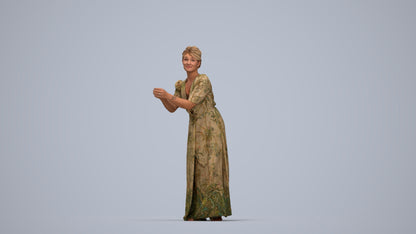 3D people model woman casual standing, scanned human for 3ds Max rendering, top-down view render