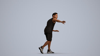 3D people model man sport, scanned human for 3ds Max rendering, front view render