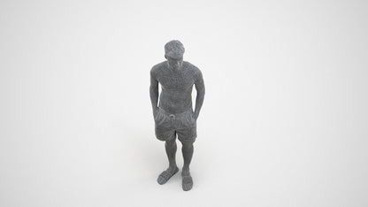 3D scanned man pool, photorealistic archviz people for Enscape and SketchUp, wireframe three-quarter view