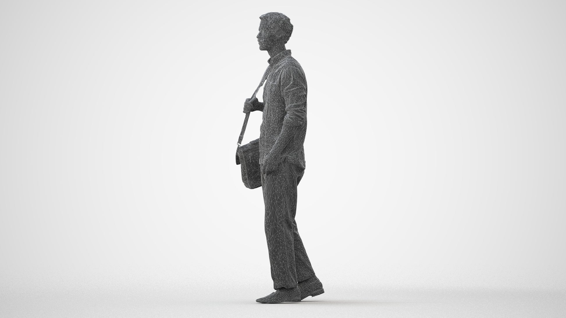 photogrammetry 3D man casual walking, realistic human model archviz FBX, square thumbnail