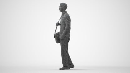 photogrammetry 3D man casual walking, realistic human model archviz FBX, square thumbnail