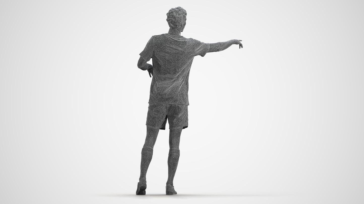 3D human model man sport, photogrammetry scanned person for archviz, wireframe front view