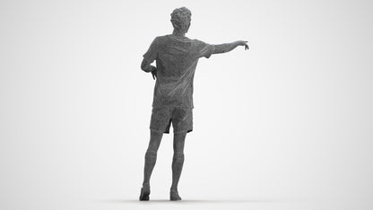 3D human model man sport, photogrammetry scanned person for archviz, wireframe front view