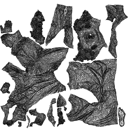 scanned 3D girl kids, photogrammetry people for Enscape and V-Ray, wireframe top-down view