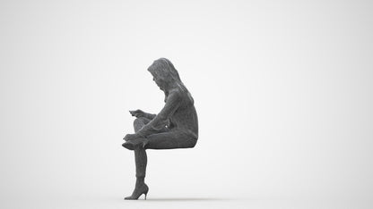 realistic 3D senior woman business sitting, scanned archviz people for Blender and 3ds Max, square thumbnail