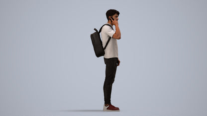 3D scanned man standing casual, photorealistic archviz people for Enscape and SketchUp, side view render