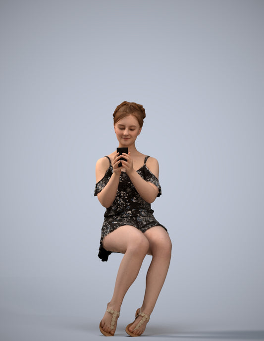 realistic 3D human girl casual kids, archviz people FBX OBJ for Blender