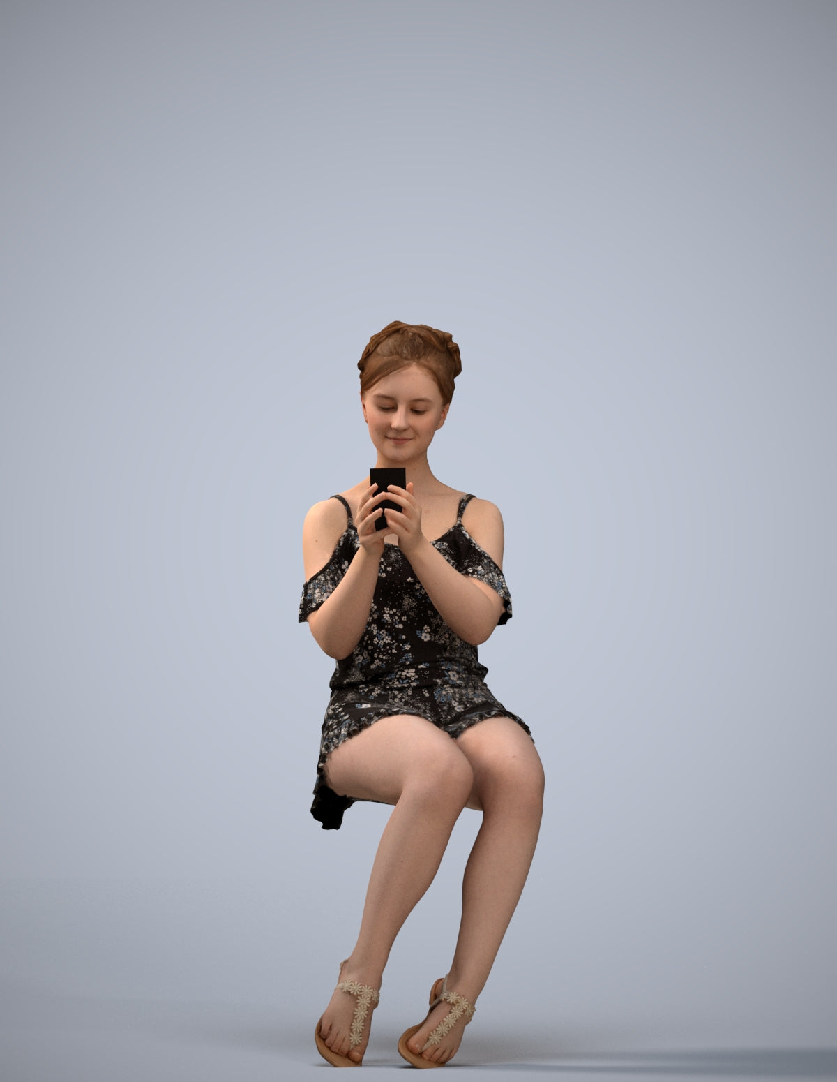 realistic 3D human girl casual kids, archviz people FBX OBJ for Blender